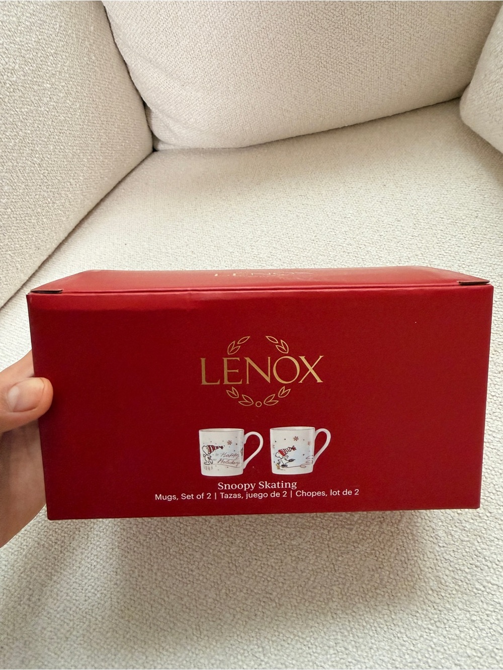 Lenox Red Snoopy Skating Holiday Mug Set